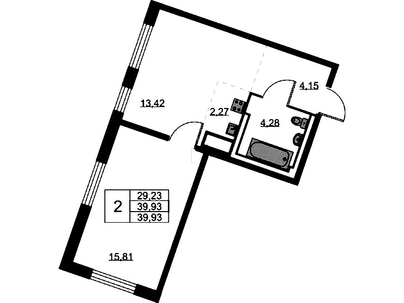 1-комнатная квартира 39.93 м², 4/11 эт., ЖК «Квартал Лаголово»